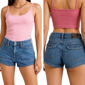 Polo Ralph Lauren Vintage 90s Y2K Denim Shorts Low Rise 7" Size 2 (15" Waist)